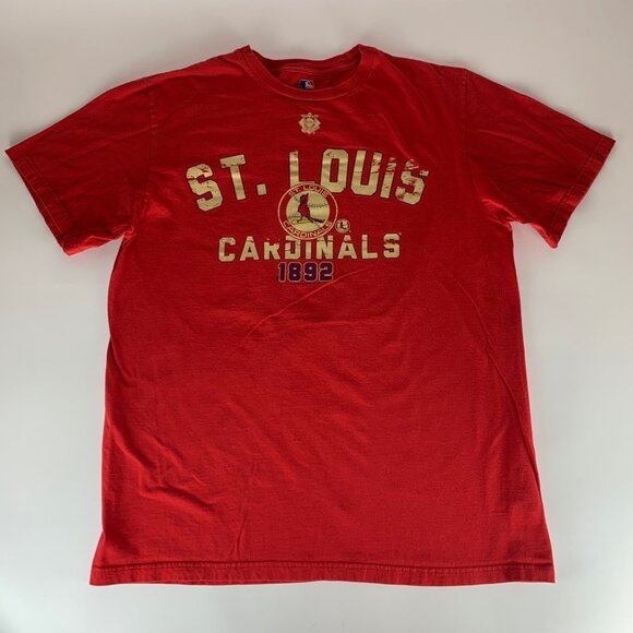 St Louis Cardinals MLB Retro Red Short Sleeve Crewneck Shirt Mens Large - Picture 1 of 4